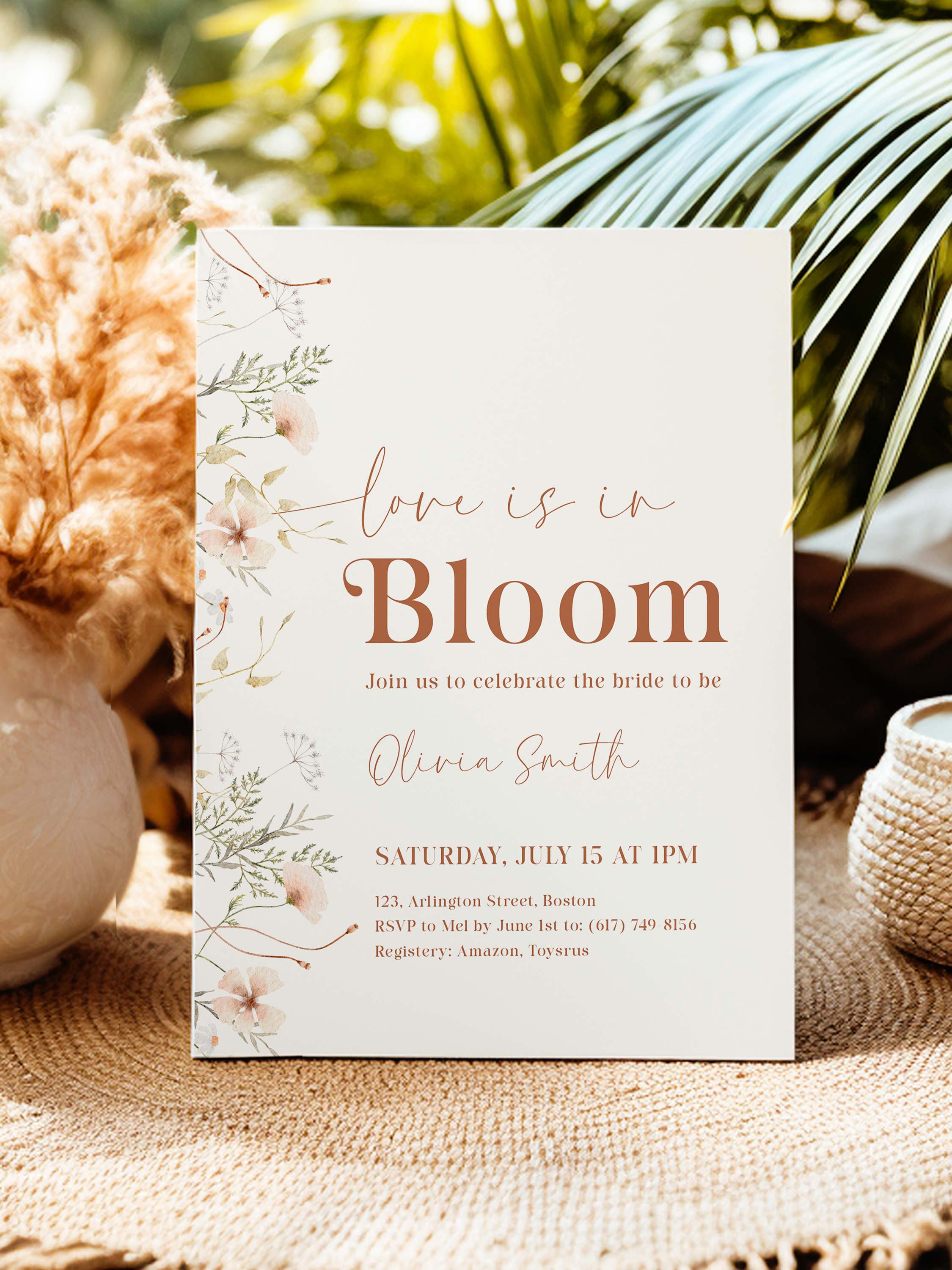 Love Is In Bloom Bridal Shower Invitation