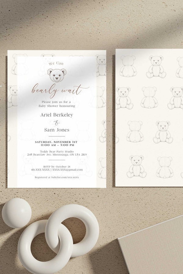 Bearly Wait Baby Shower Invitation – Double-Sided Teddy Bear Template