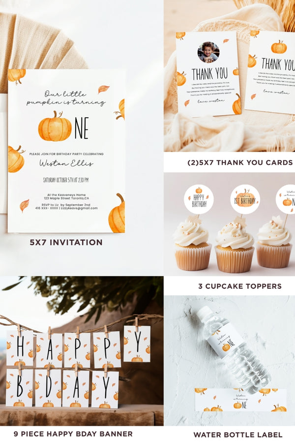 Our little Pumpkin is turning one - 1st Birthday Party Mega Bundle - Vowpaperie