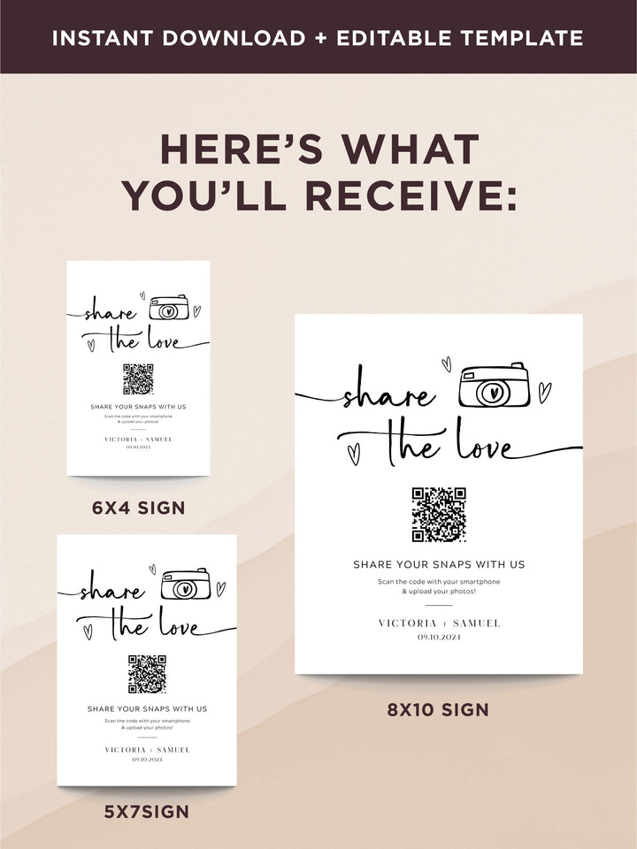 Share the Love QR Code Wedding Photo Sign