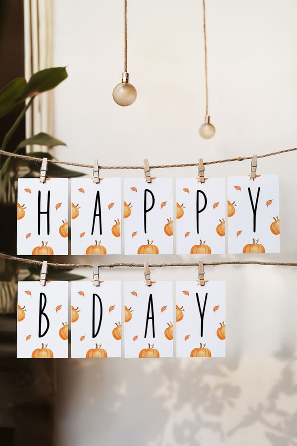 Our Little Pumpkin is Turning One - Happy Birthday Banner - Vowpaperie