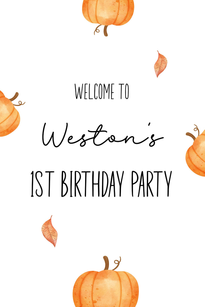 Our Little Pumpkin is Turning One Welcome Sign - Vowpaperie