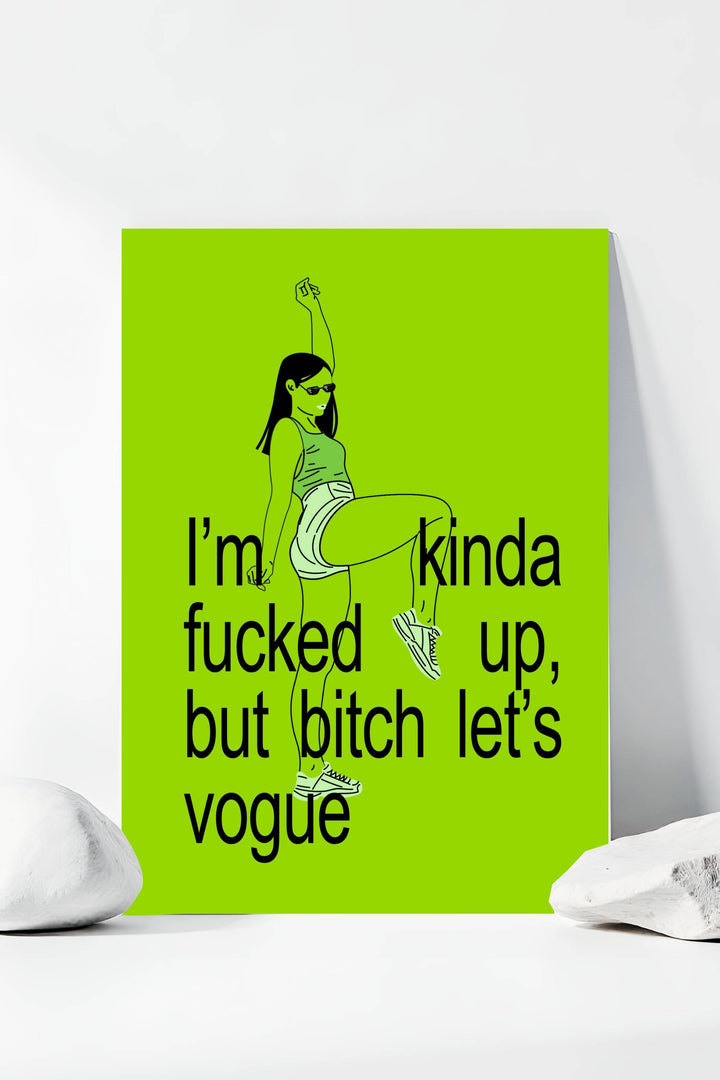 Kinda F*ck Up but Let’s Vogue Table Sign inspired by Charli XCX, bold and rebellious decor for edgy parties and themed events