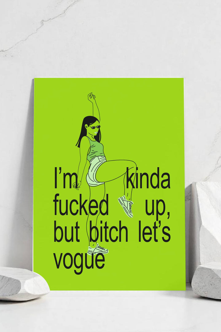 Kinda F*ck Up but Let’s Vogue Table Sign inspired by Charli XCX, bold and rebellious decor for edgy parties and themed events