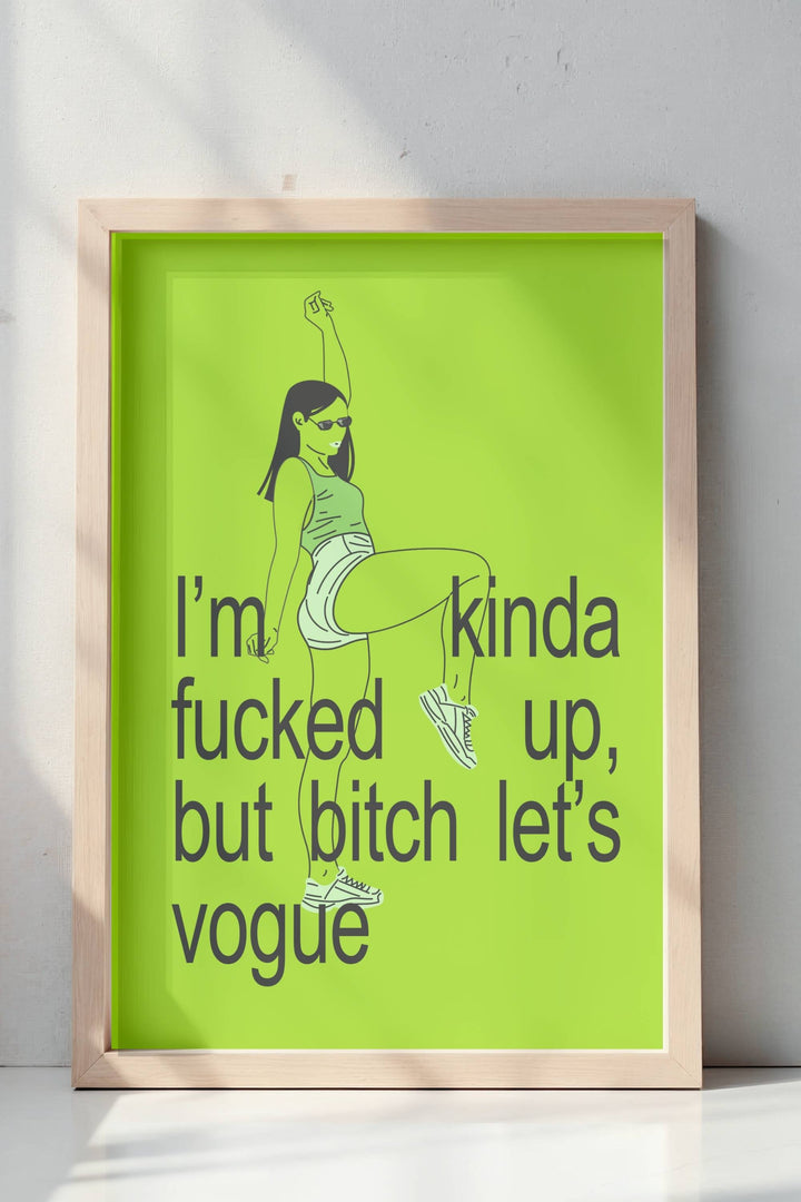 Kinda F*ck Up but Let’s Vogue Table Sign inspired by Charli XCX, bold and rebellious decor for edgy parties and themed events
