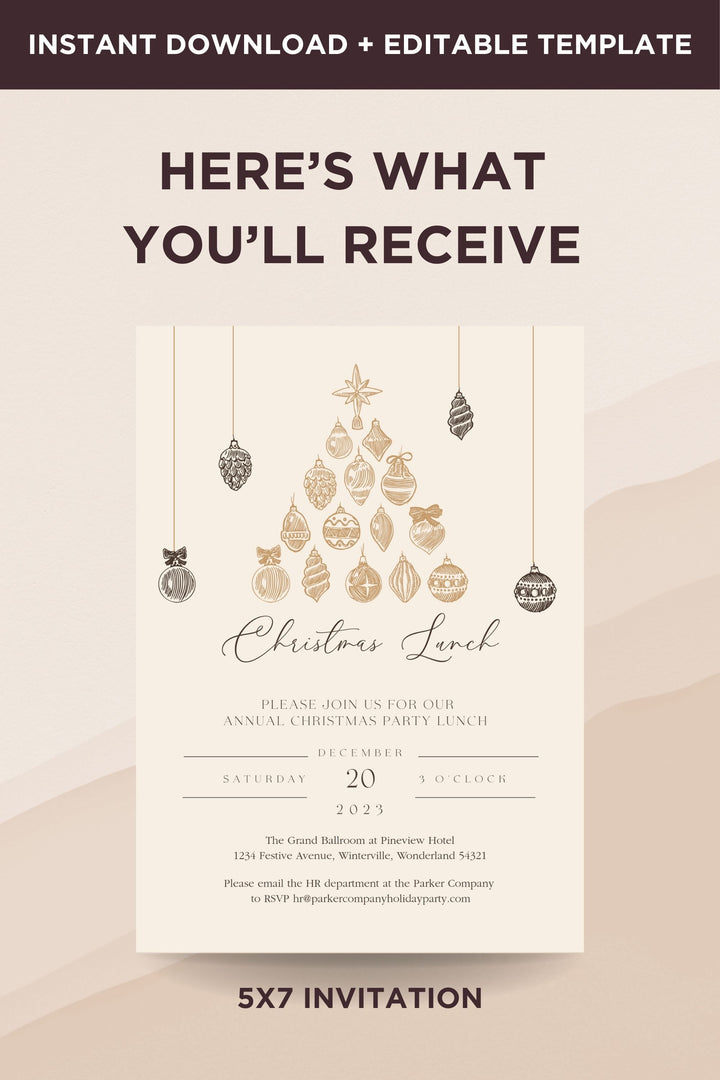 Beige Christmas Ornament Invitation