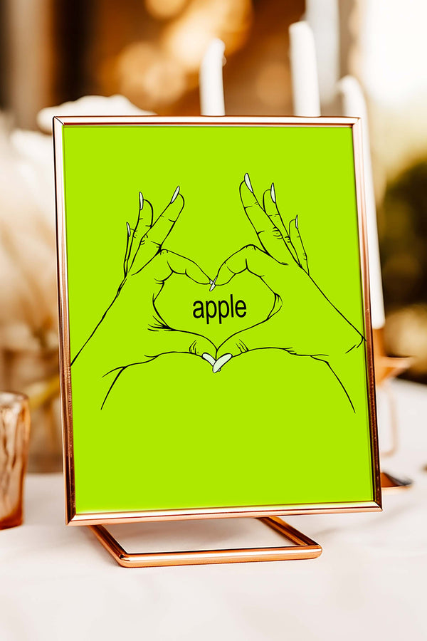 Brat Apple Table Sign for bold event decor, customizable and printable - Vowpaperie