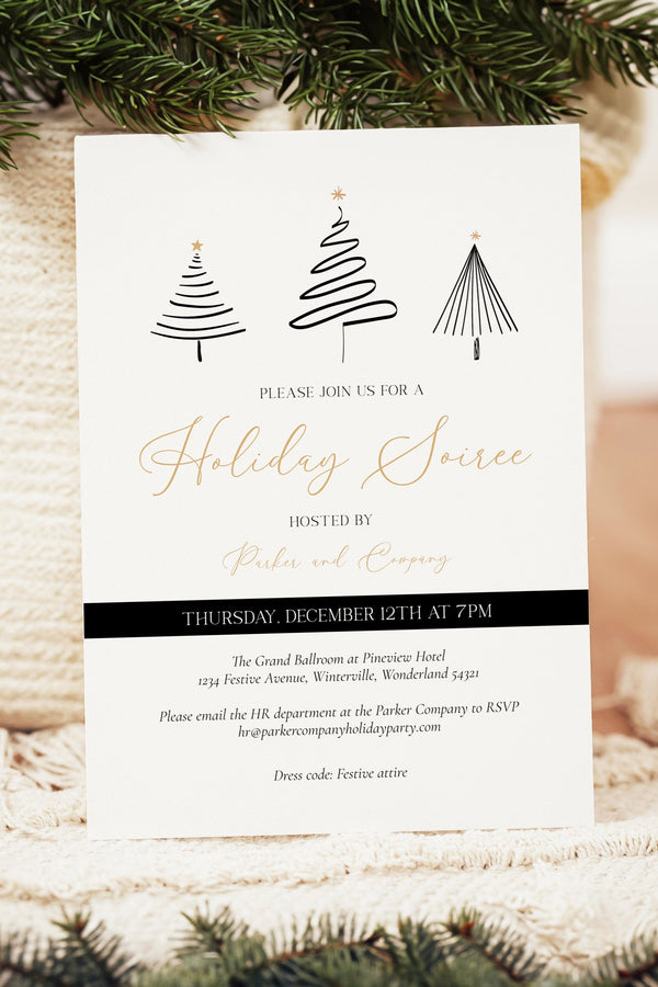 Christmas Gala Invitation for Work Party, Elegant Holiday Soiree Invite, Festive Company Christmas Party Invitation, Customizable Corporate Holiday Invite, Printable Christmas Event Invitation