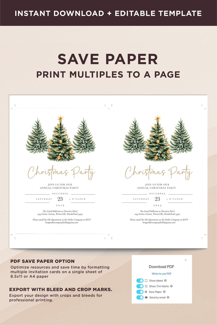Christmas Trees Work Party Invitation