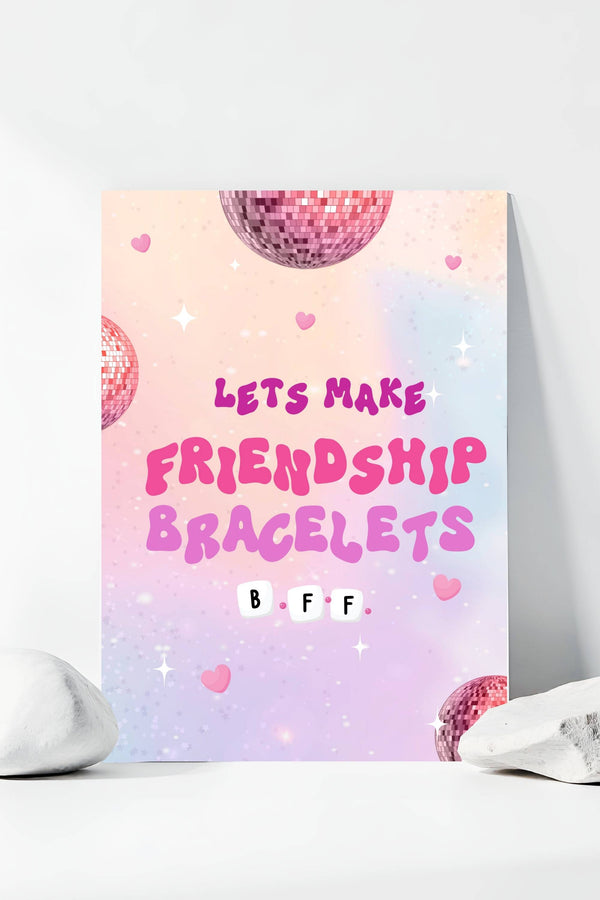 In My Double Digits Table Signs - Friendship Bracelet, printable DIY station decor for 10th birthday milestone celebrations