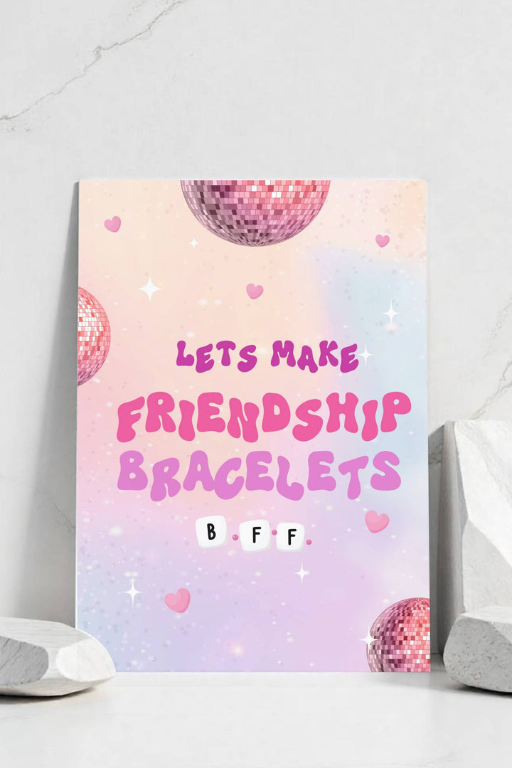 In My Double Digits Table Signs - Friendship Bracelet, printable DIY station decor for 10th birthday milestone celebrations