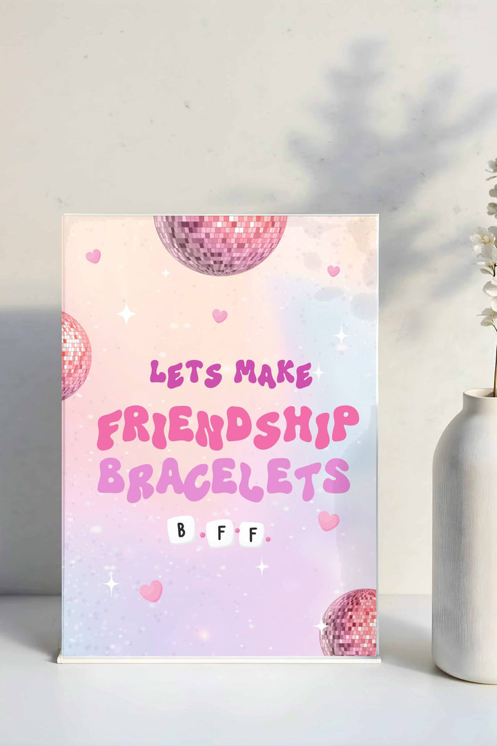 In My Double Digits Table Signs - Friendship Bracelet, printable DIY station decor for 10th birthday milestone celebrations