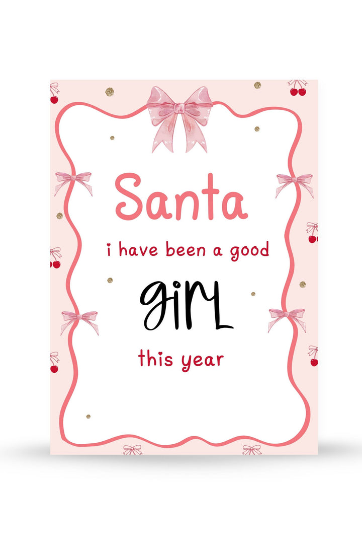 Holiday Table Signs - Santa I’ve Been Good This Year, printable Christmas-themed decor for festive gatherings