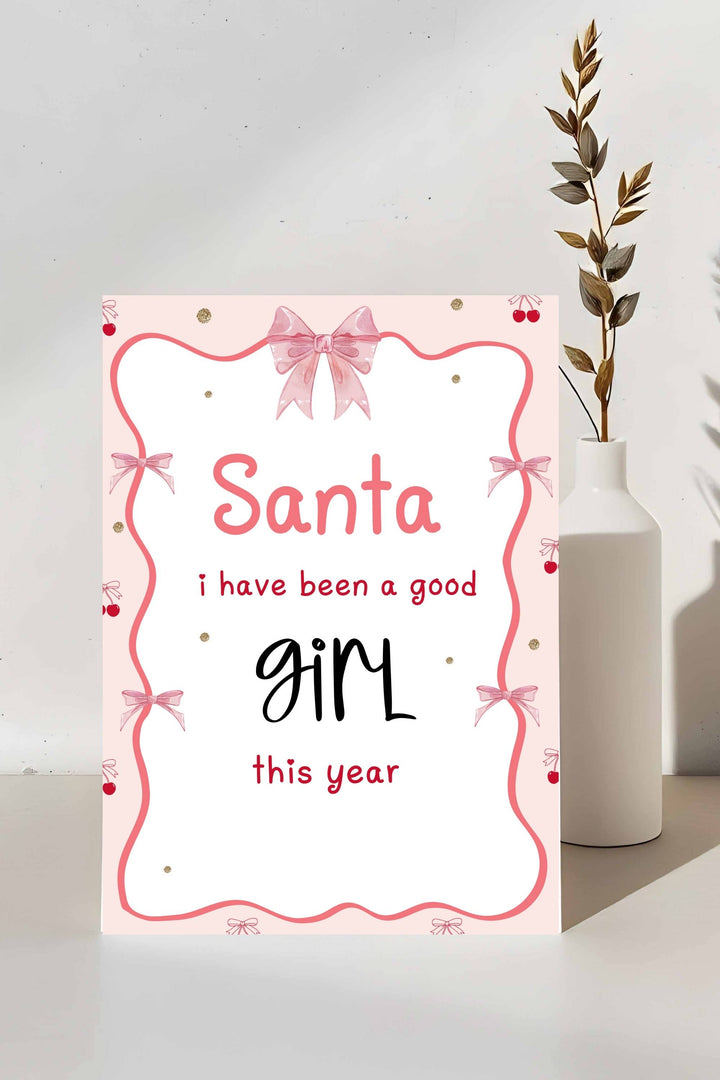 Holiday Table Signs - Santa I’ve Been Good This Year, printable Christmas-themed decor for festive gatherings