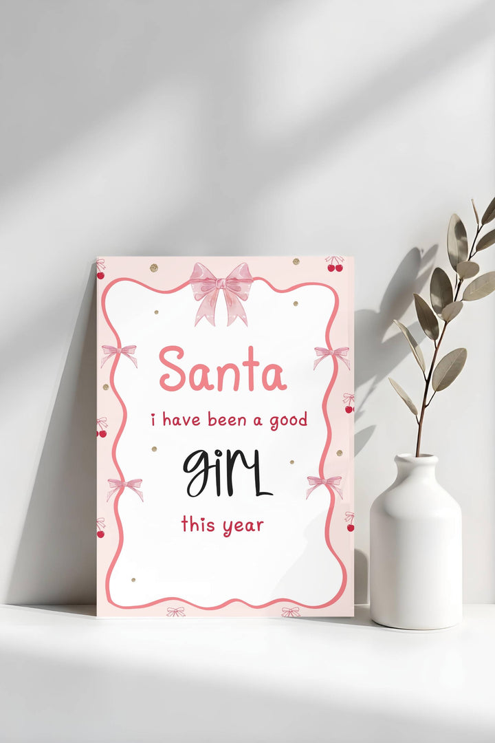 Holiday Table Signs - Santa I’ve Been Good This Year, printable Christmas-themed decor for festive gatherings