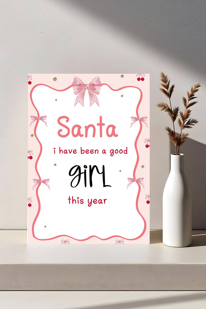 Holiday Table Signs - Santa I’ve Been Good This Year, printable Christmas-themed decor for festive gatherings