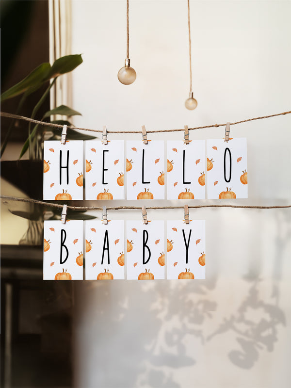 Little Pumpkin Hello Baby Baby Shower Banner - Vowpaperie