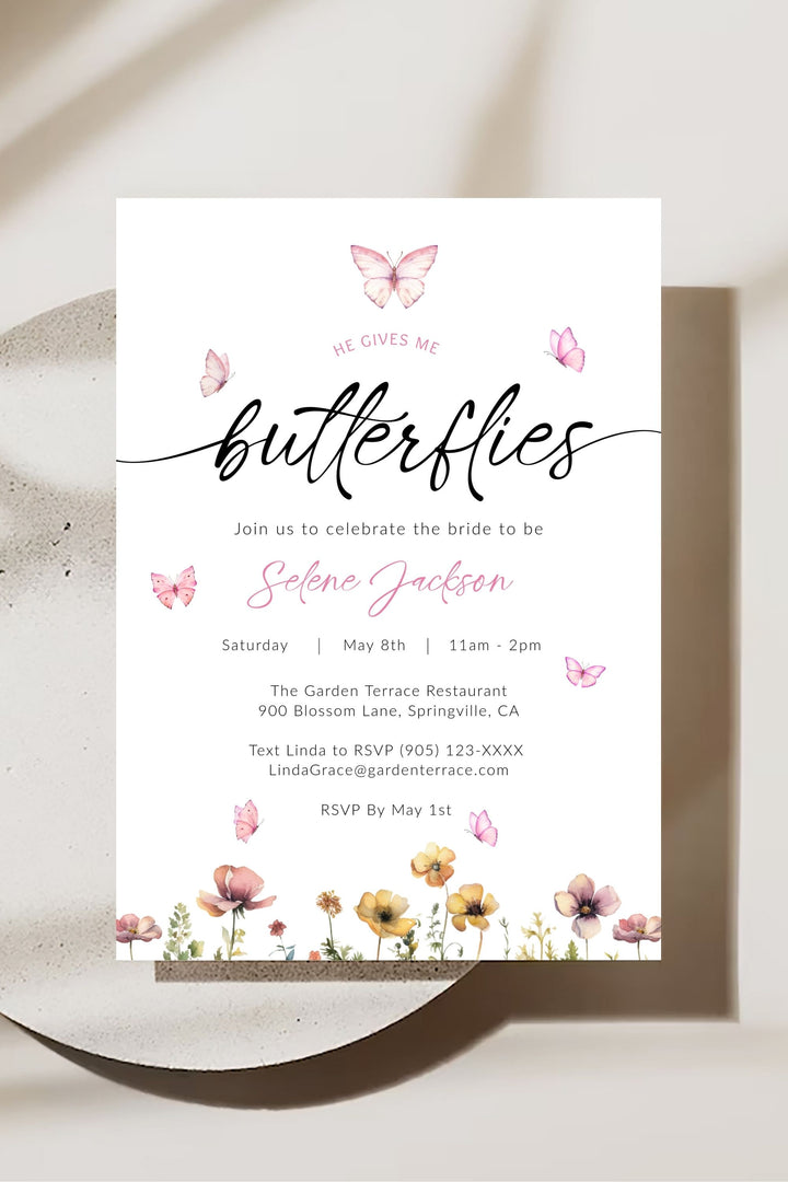 Romantic Butterfly-Themed Invitation for Bridal Shower