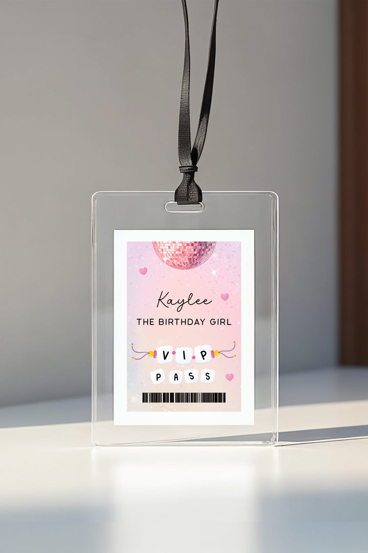 "In My Birthday Era VIP Pass inspired by Taylor Swift's Eras Tour""Personalized VIP birthday pass for Swiftie-themed parties""DIY printable VIP pass for Taylor Swift-inspired birthday celebration""Customizable VIP pass with Templett for exclusive birthday party favors"