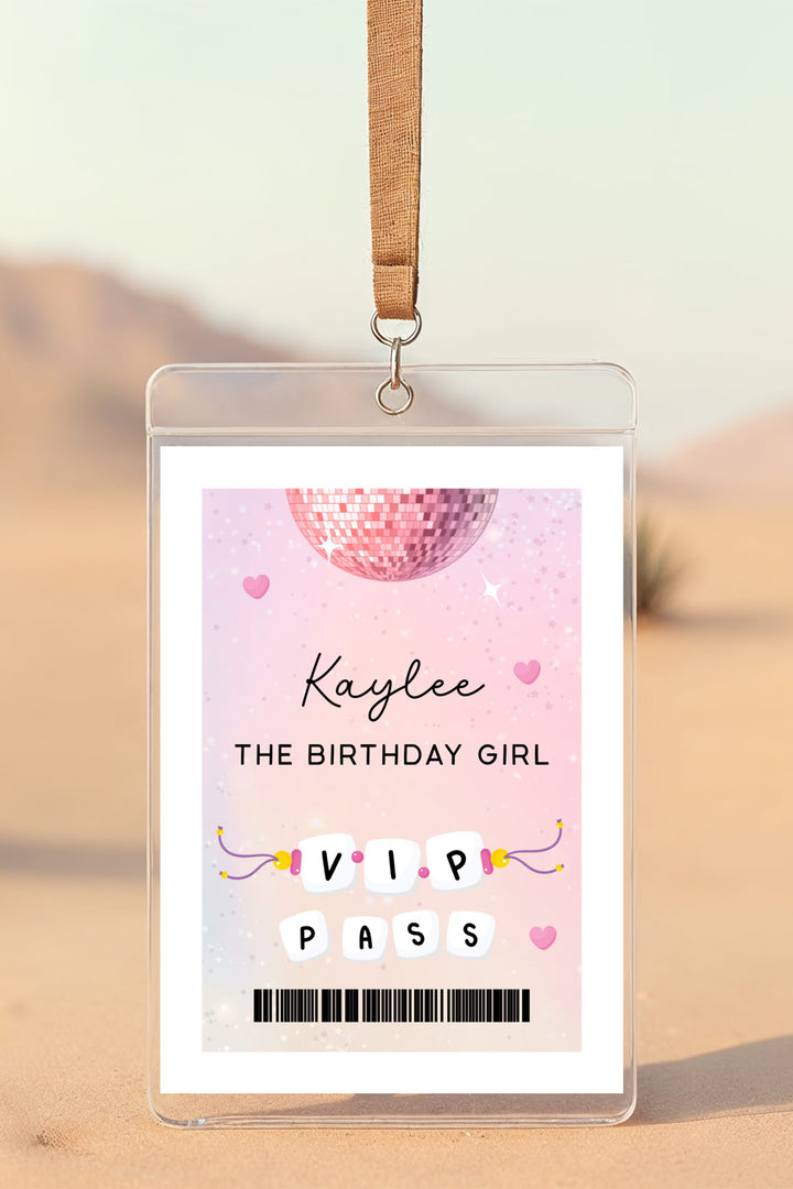 "In My Birthday Era VIP Pass inspired by Taylor Swift's Eras Tour""Personalized VIP birthday pass for Swiftie-themed parties""DIY printable VIP pass for Taylor Swift-inspired birthday celebration"