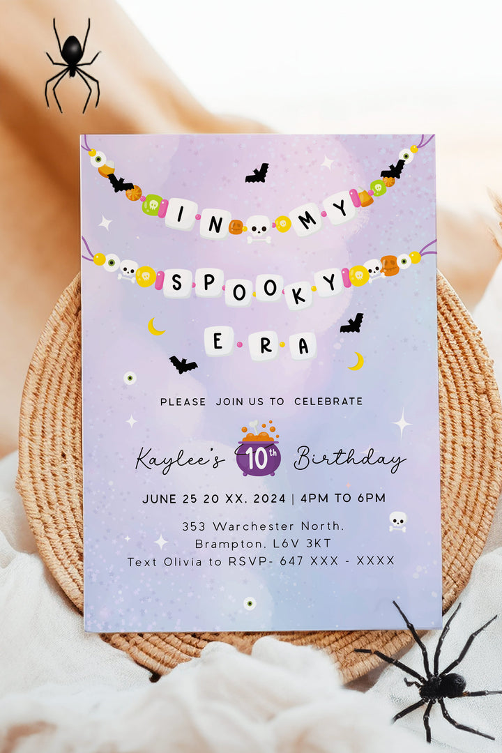 In My Spooky Birthday Era Invitation, perfect for a spooky, fun birthday celebration, customizable and printable for an eerie party experience. - Vowpaperie