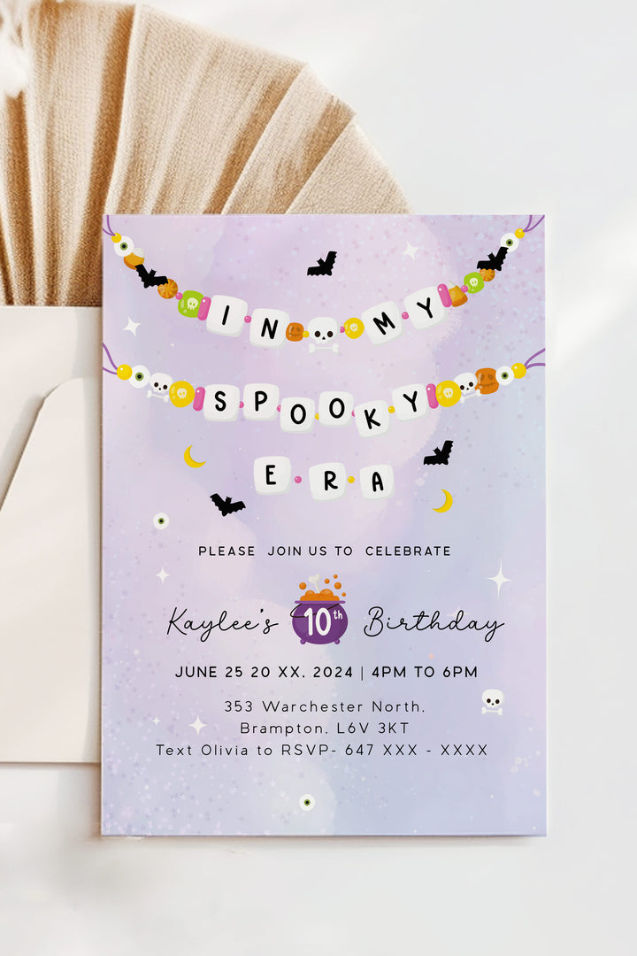 In My Spooky Birthday Era Invitation, perfect for a spooky, fun birthday celebration, customizable and printable for an eerie party experience. - Vowpaperie