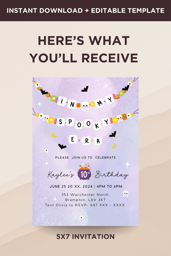 In My Spooky Birthday Era Invitation, perfect for a spooky, fun birthday celebration, customizable and printable for an eerie party experience. - Vowpaperie