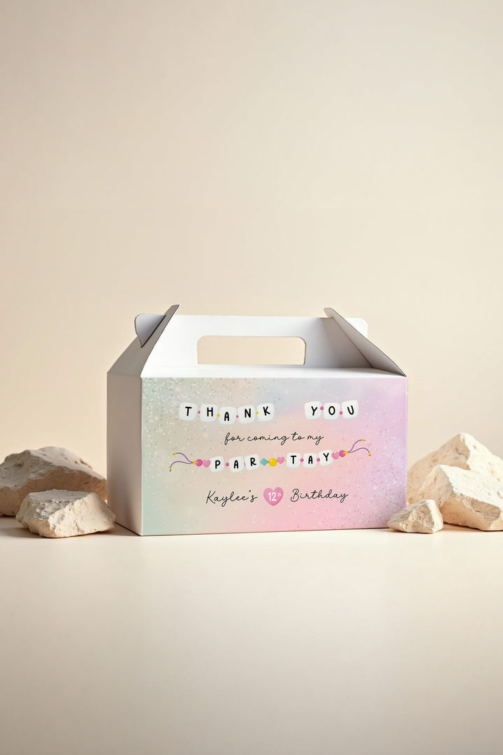 "In My Birthday Era Gable Boxes inspired by Taylor Swift's Eras Tour""Personalized DIY printable gable boxes for Swiftie-themed birthday parties""Customizable birthday favor gable boxes with Templett design""Exclusive Taylor Swift-inspired gable boxes for birthday party favors""5.75x3.25 inch printable gable boxes for Swiftie birthday celebration"