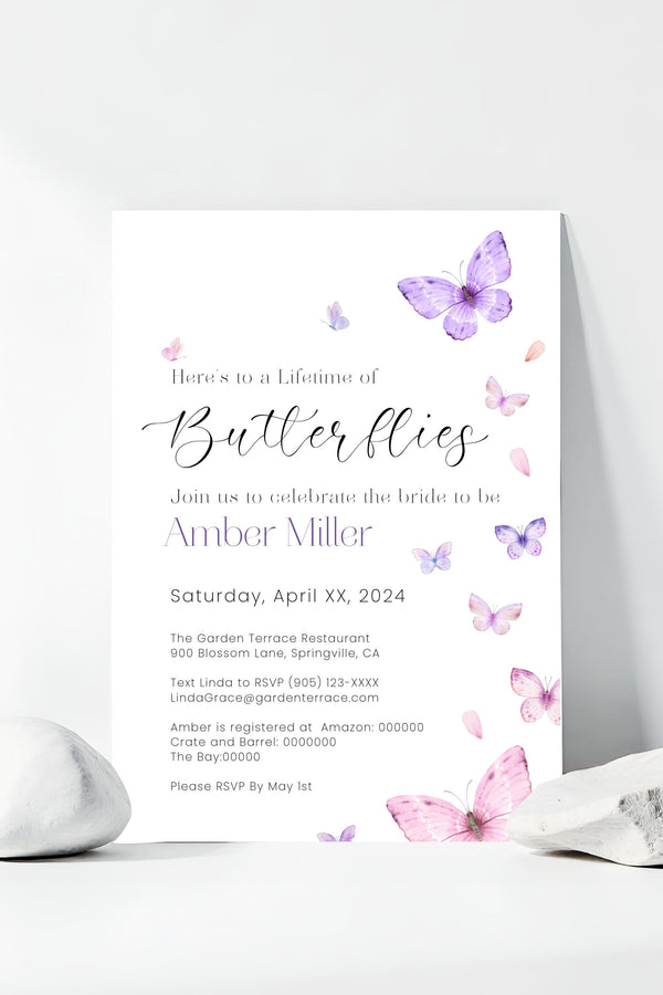 Customizable Butterfly Bridal Shower Invitation| Vowpaperie