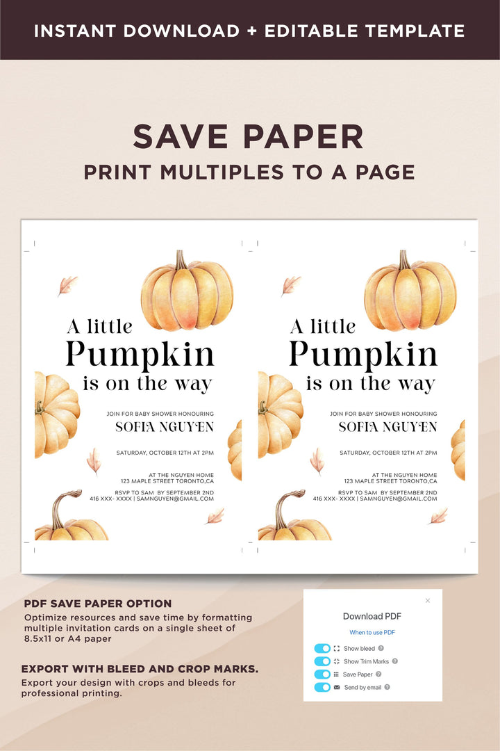 Our Little Pumpkin is Turning One - Golden Pumpkin Collection Birthday Invitation with Fall Theme