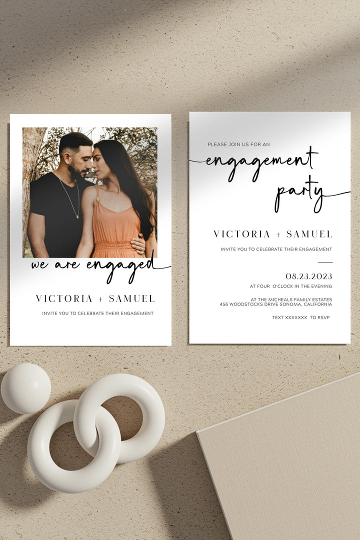 Printable Engagement Party Invitation with Modern Design