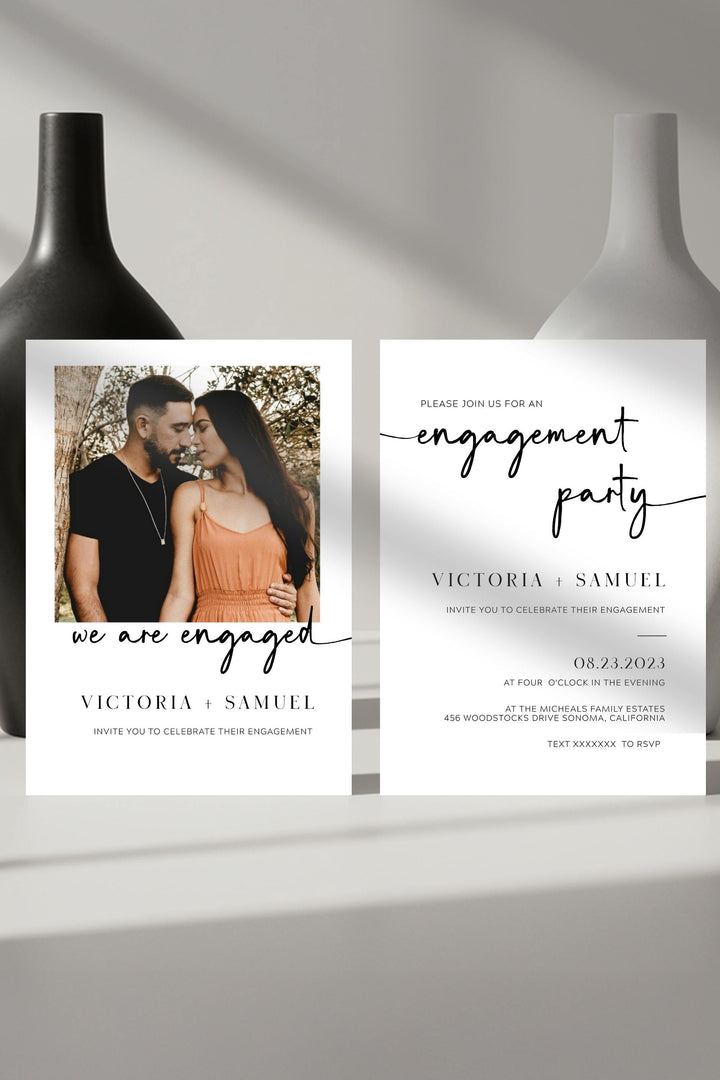 Elegant Minimalist Invitation for Engagement Party