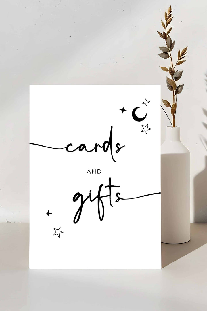 Celestial Moon and Stars Gift Table Sign for Baby Shower