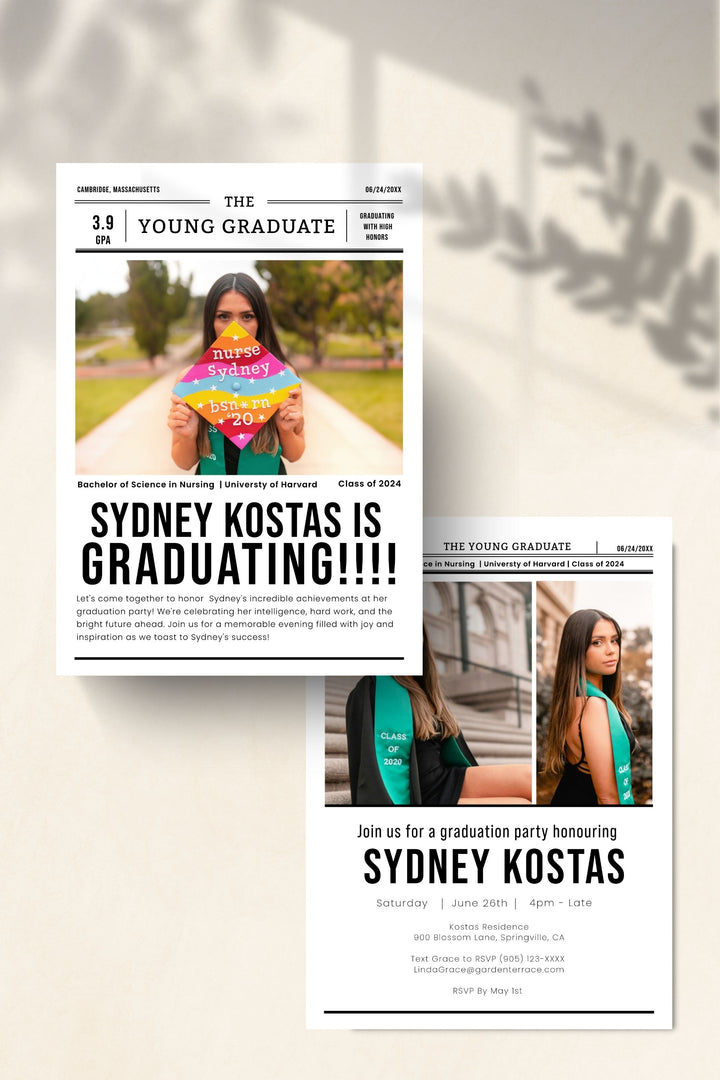 Newspaper Graduation Party Invitation 2024 - Style 2