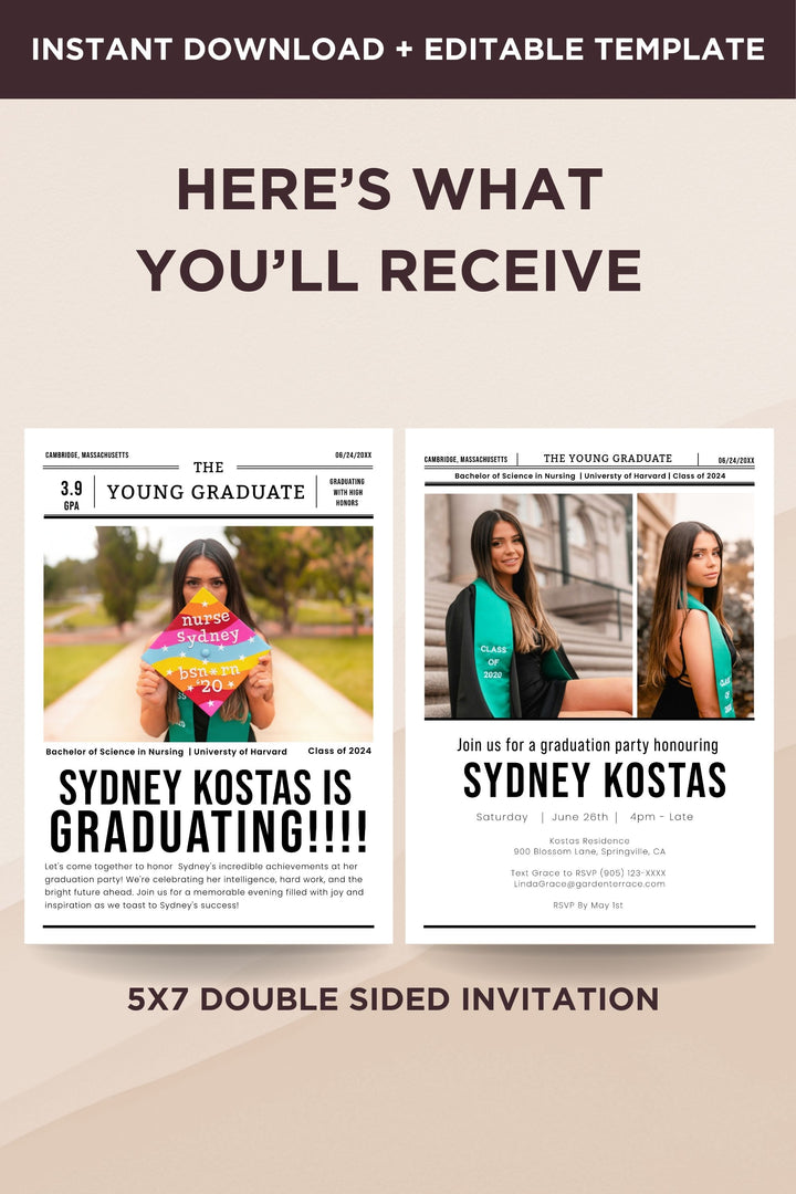 Newspaper Graduation Party Invitation 2024 - Style 2