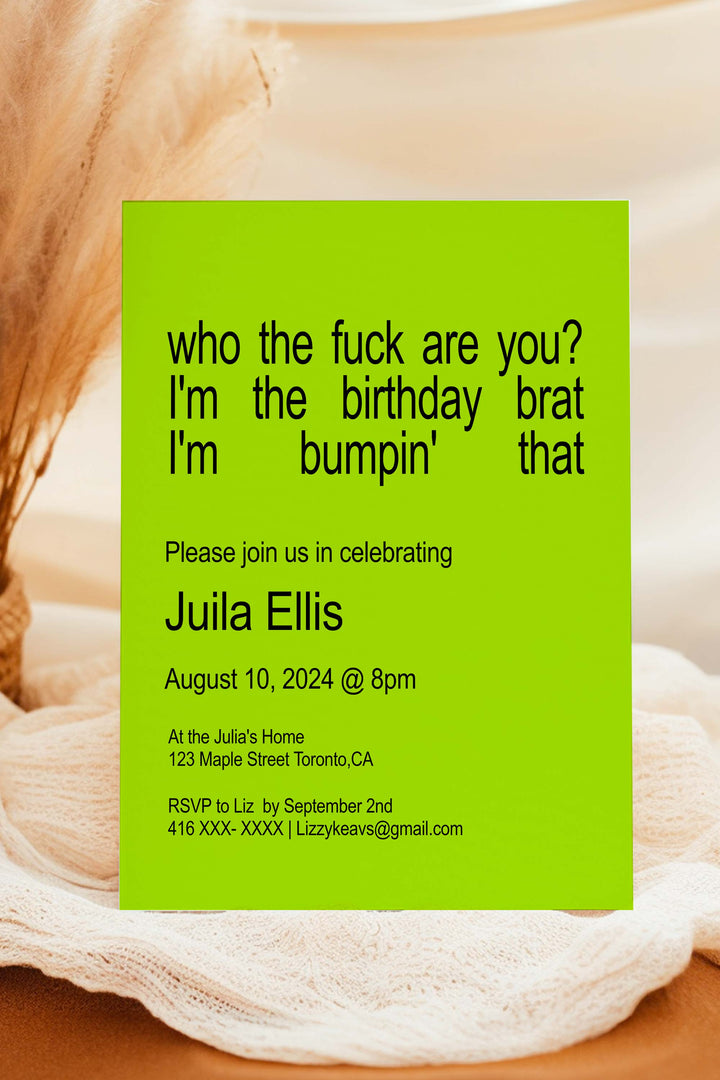 Who the Fuck Are You? I'm the Birthday Brat Invitation - Vowpaperie