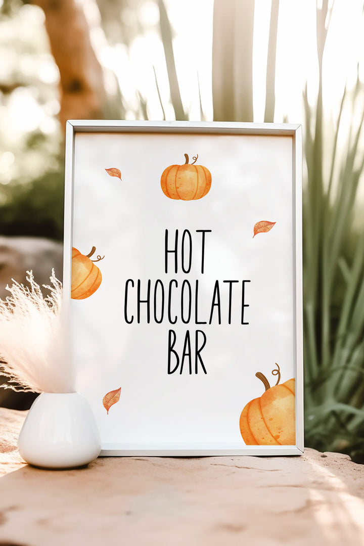 Our Little Pumpkin Hot Chocolate Table Sign, Pumpkin-themed hot chocolate station sign, Fall baby shower hot chocolate decor, First birthday hot chocolate table sign, DIY printable hot chocolate sign