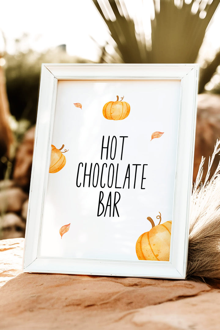 Our Little Pumpkin Hot Chocolate Table Sign, Pumpkin-themed hot chocolate station sign, Fall baby shower hot chocolate decor, First birthday hot chocolate table sign, DIY printable hot chocolate sign