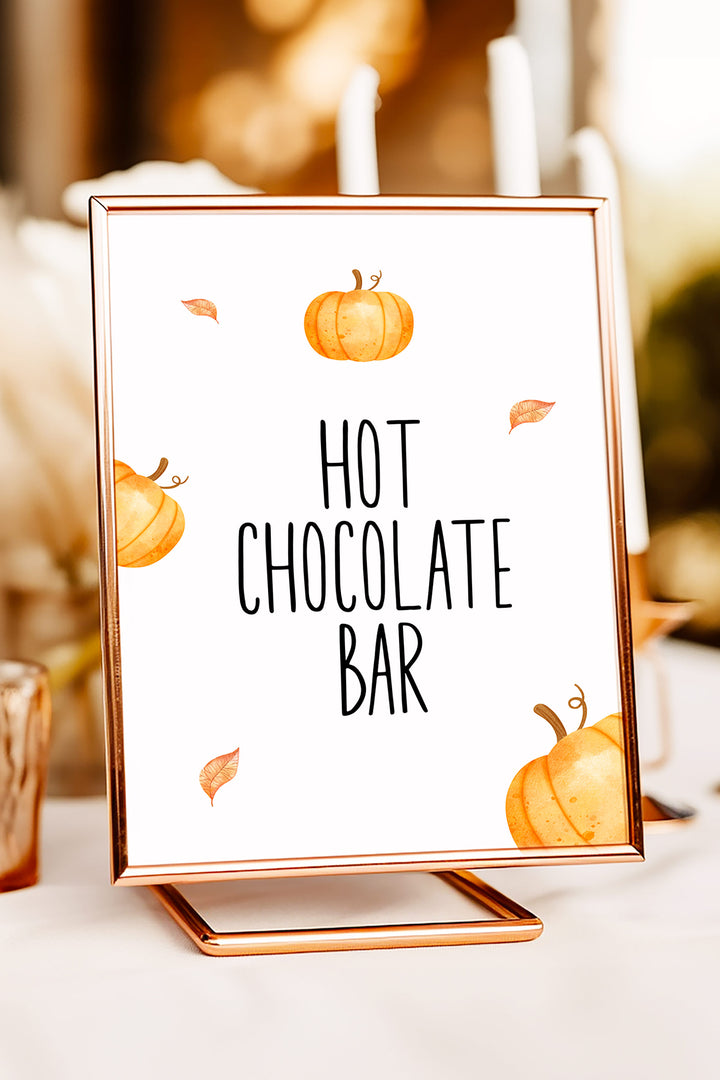 Our Little Pumpkin Hot Chocolate Table Sign, Pumpkin-themed hot chocolate station sign, Fall baby shower hot chocolate decor, First birthday hot chocolate table sign, DIY printable hot chocolate sign