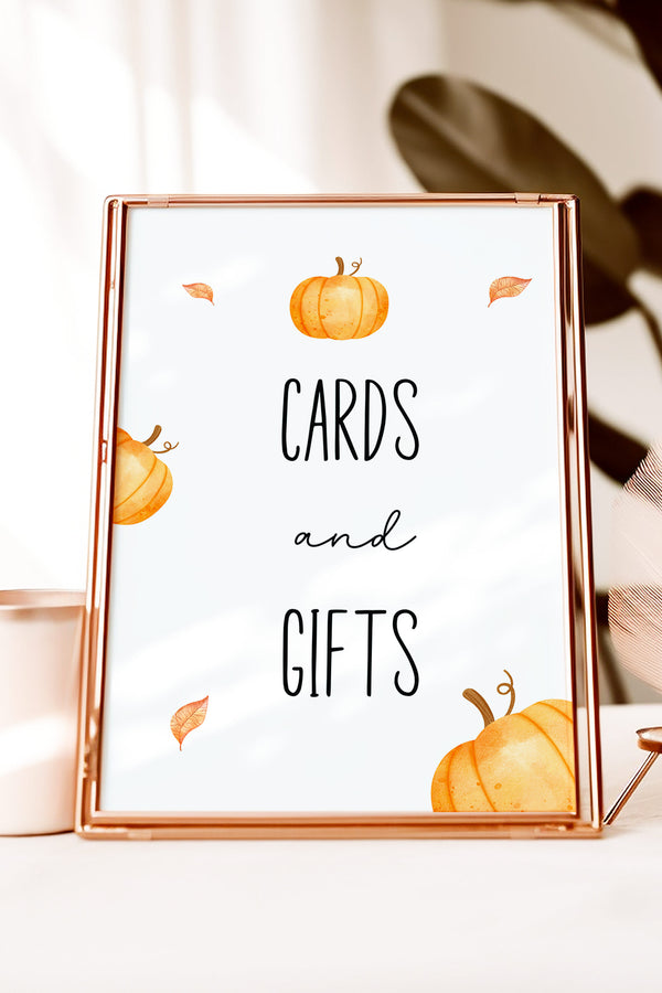 Our Little Pumpkin Cards and Gift Table Sign, Pumpkin-themed baby shower sign, Cards and Gifts Table Sign for First Birthday, Fall event decor sign, DIY printable table sign