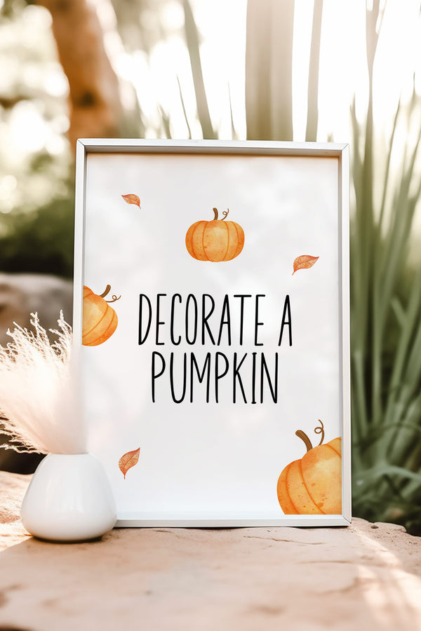 Our Little Pumpkin Decorate a Pumpkin Table Sign, Pumpkin decorating station sign, Fall-themed baby shower activity sign, Creative event decor sign, DIY printable pumpkin sign