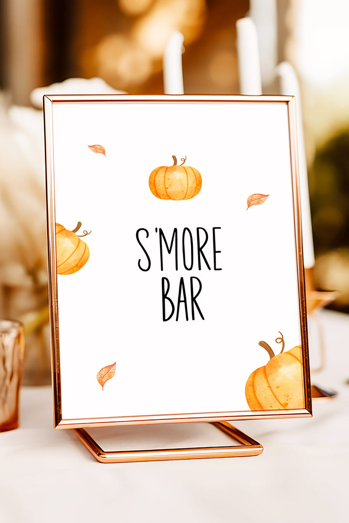 Our Little Pumpkin S'more Table Sign, Pumpkin-themed s'more station sign, Fall baby shower s'more decor, First birthday s'more table sign, DIY printable s'more sign