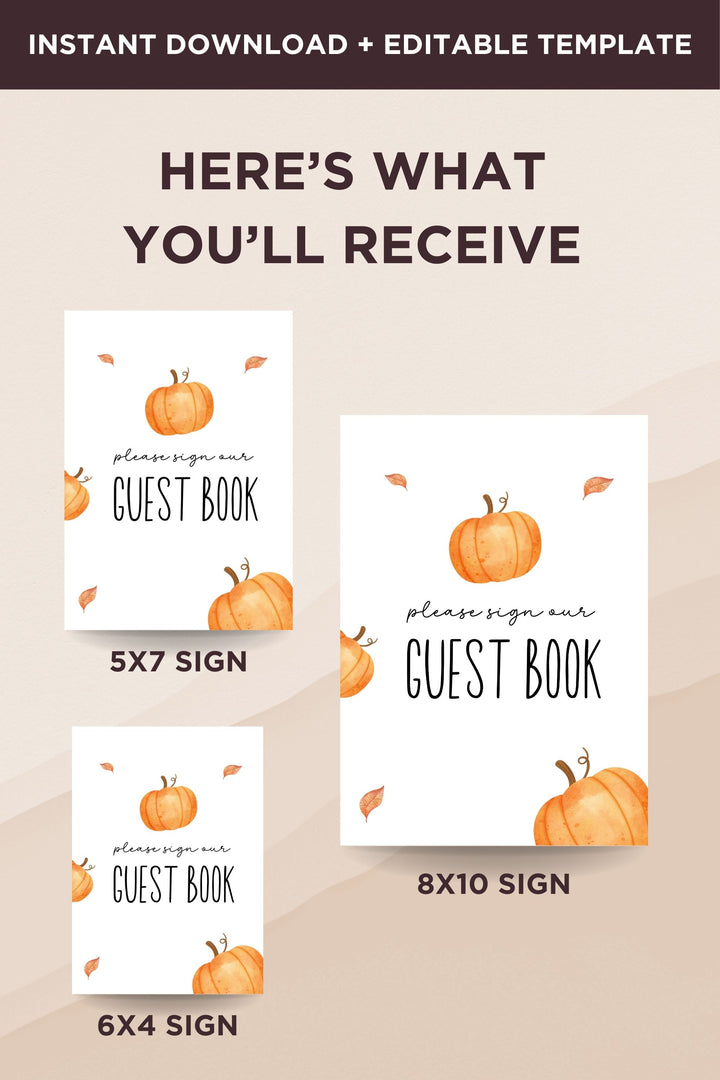 Our Little Pumpkin Guestbook Table Sign, Pumpkin-themed guestbook sign, Fall baby shower guestbook decor, First birthday guestbook table sign, DIY printable guestbook sign