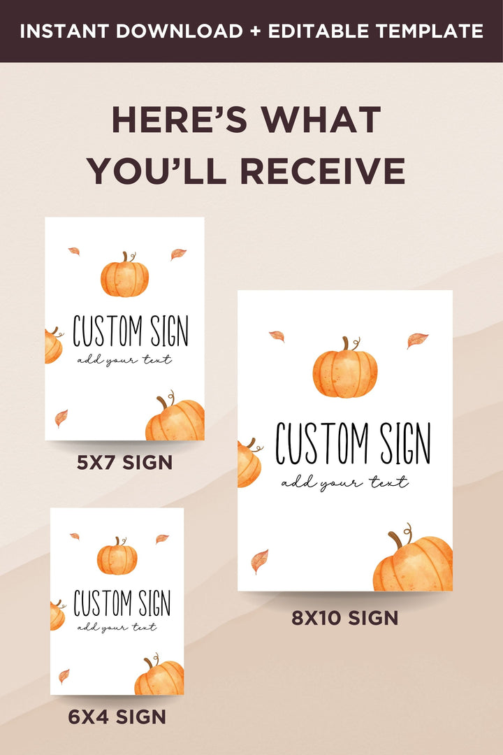 Our Little Pumpkin Custom Table Sign, Personalized baby shower sign, Customizable table sign for first birthday, Pumpkin-themed event sign, DIY printable custom sign