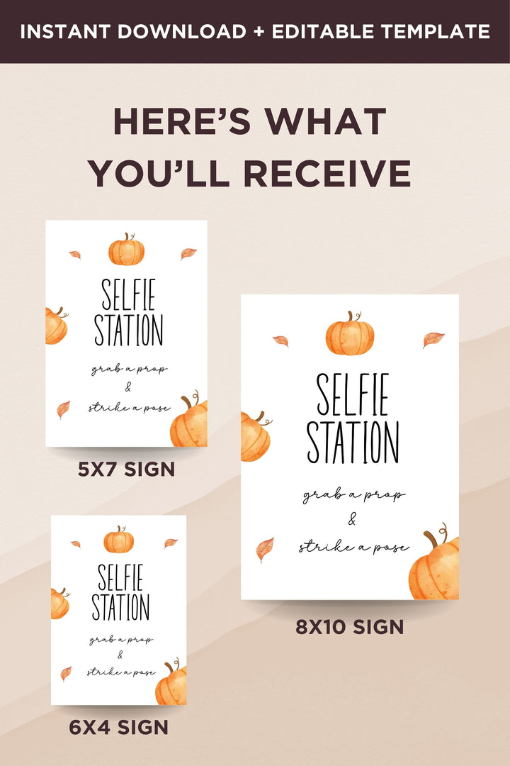 Our Little Pumpkin Selfie Station Table Sign, Pumpkin-themed selfie station sign, Fall baby shower selfie decor, First birthday selfie station sign, DIY printable selfie sign