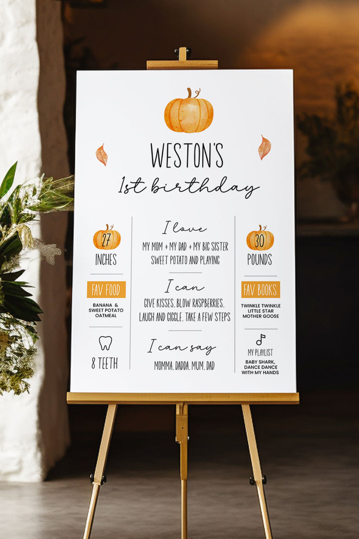 Our Little Pumpkin is Turning One - Milestone Sign - Vowpaperie