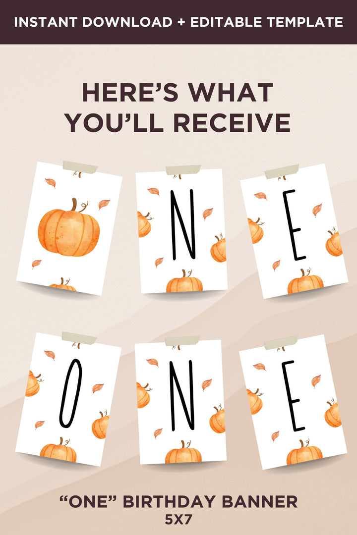 Our Little Pumpkin is Turning One - One Banner - Vowpaperie