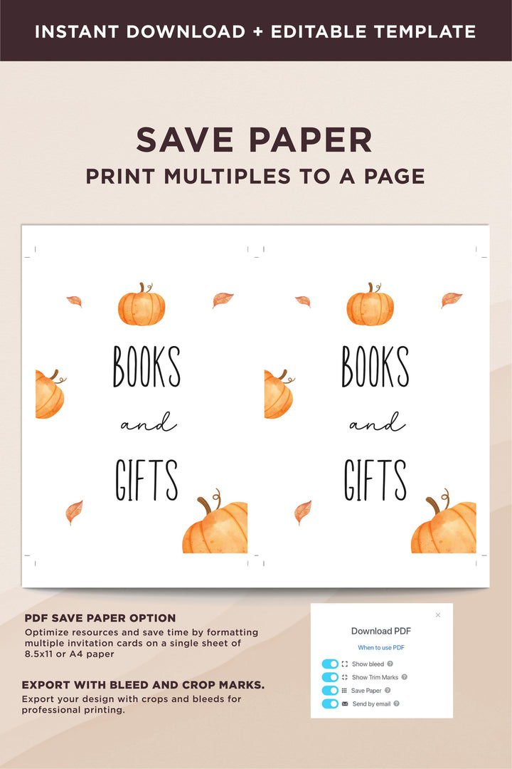 Our Little Pumpkin is On the Way, Baby Shower Books and Gifts Table Sign - Vowpaperie