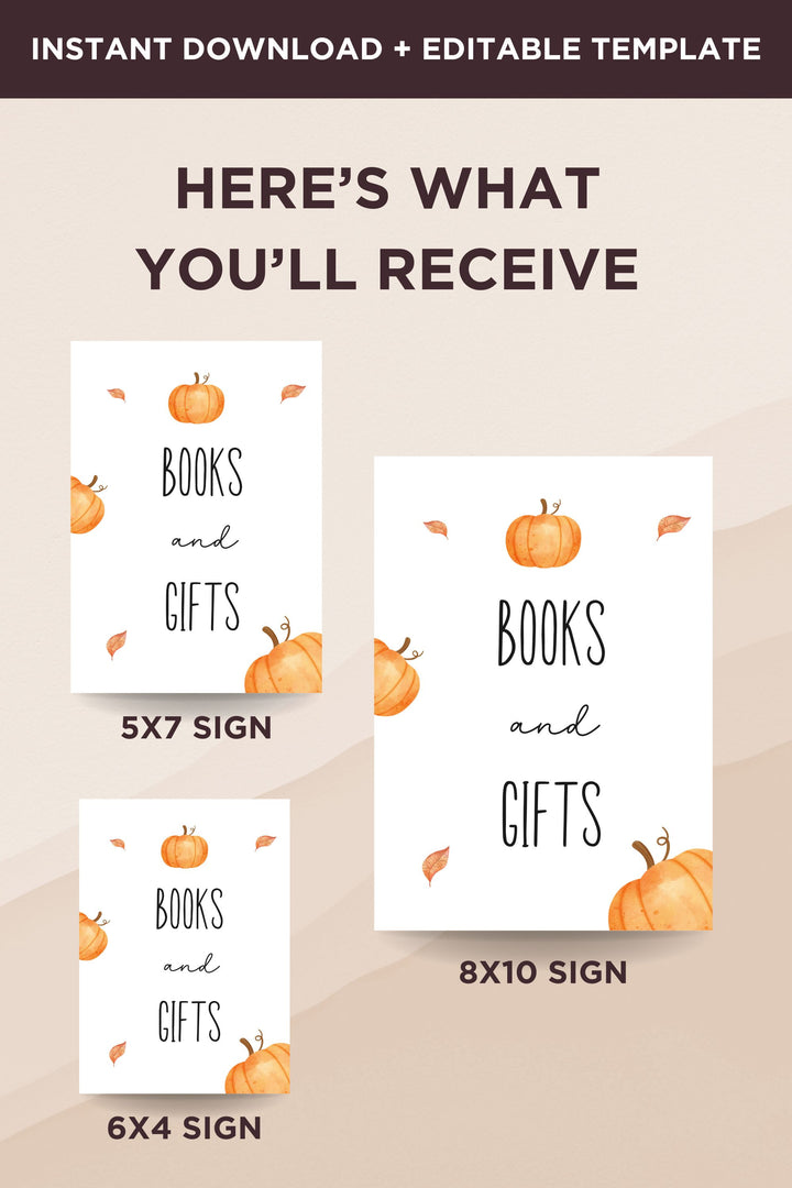 Our Little Pumpkin is On the Way, Baby Shower Books and Gifts Table Sign - Vowpaperie