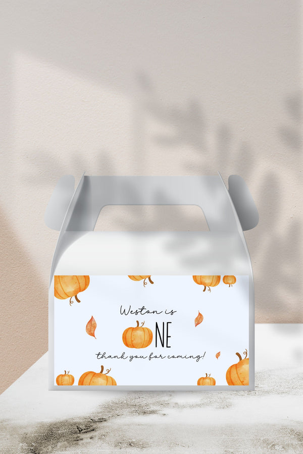 Our Little Pumpkin is Turning One - Birthday Gable Box label - Vowpaperie